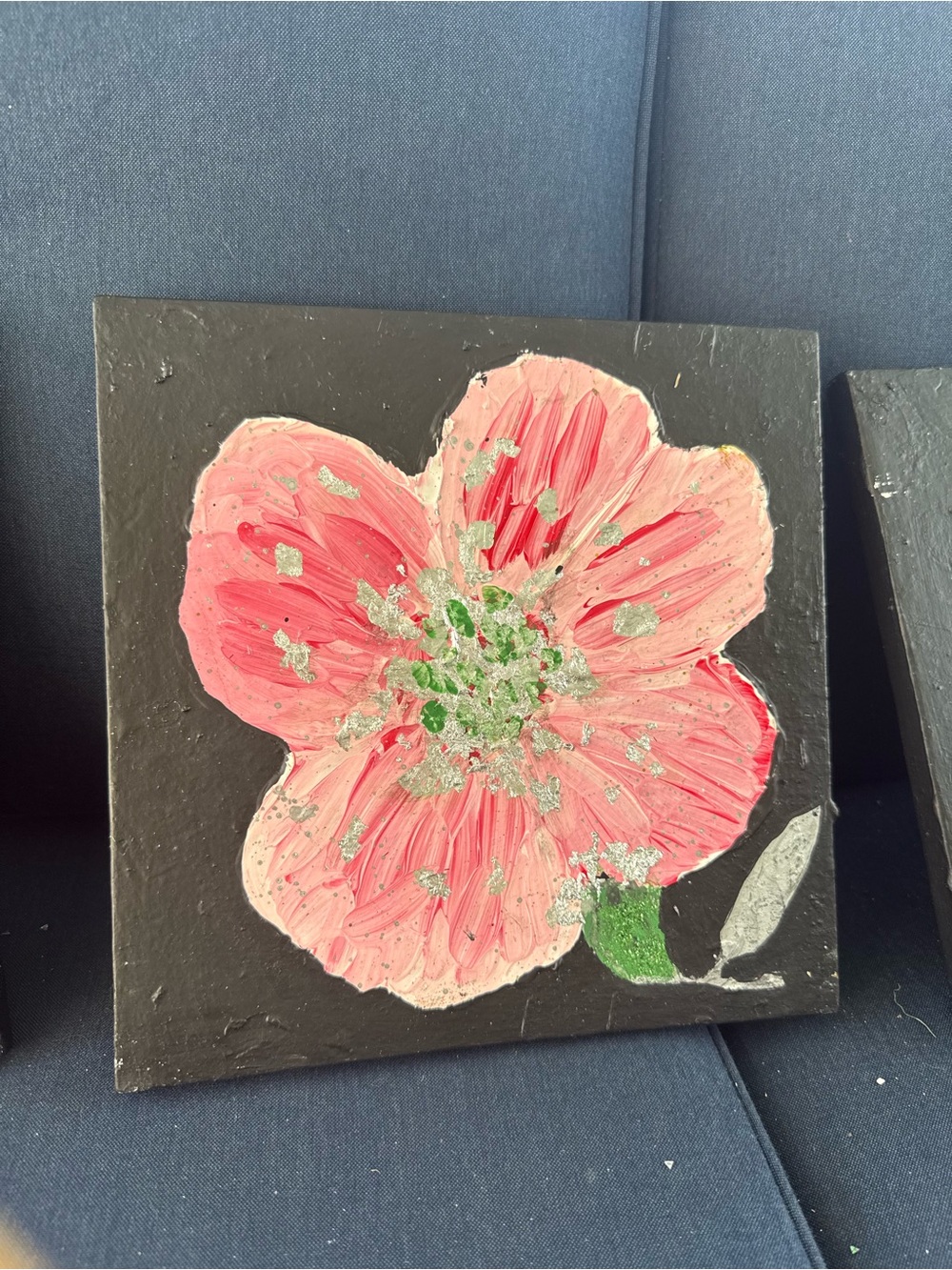 Handpainted Pink Floral Canvas Art